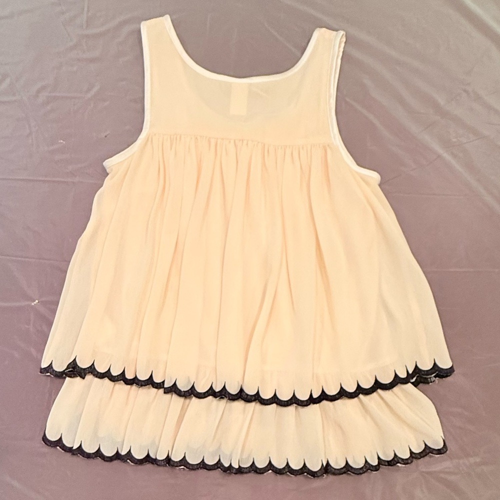 H&M Y2K Vintage Peach/Black Sleeveless Tiered Scallop Trim Blouse Size 2/XS - Picture 3 of 8